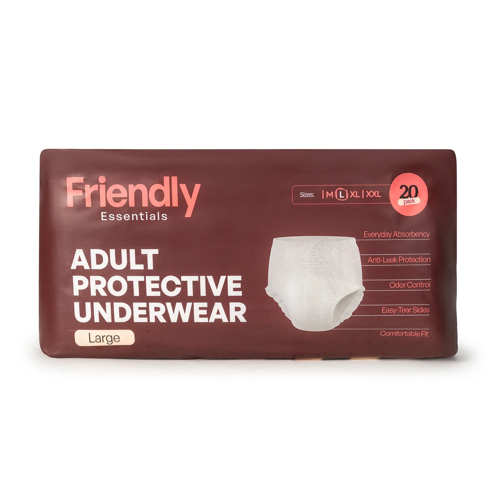 Moderate Absorbency Protective Underwear — Large · Pack of 20