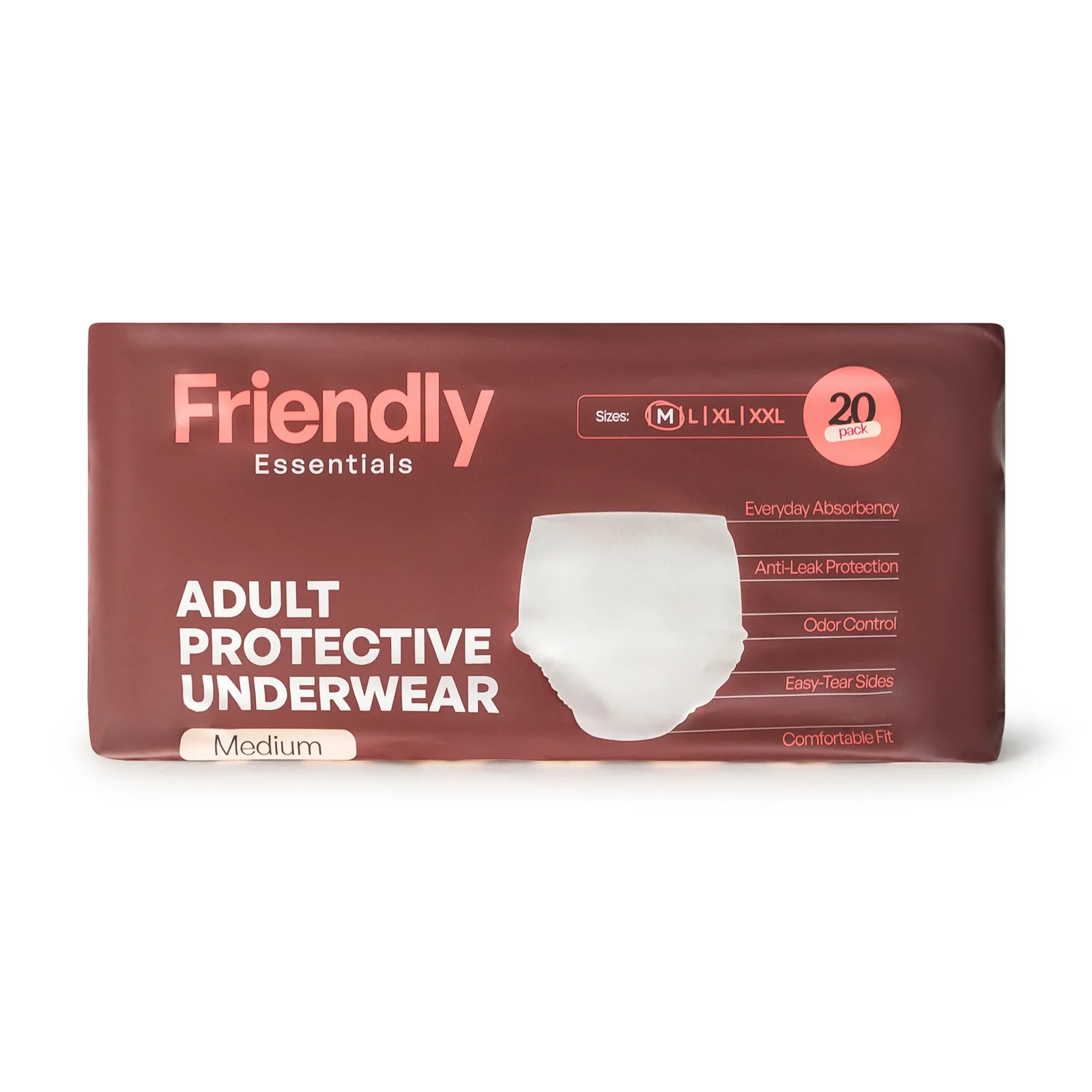 Moderate Absorbency Protective Underwear — Medium · Pack of 20